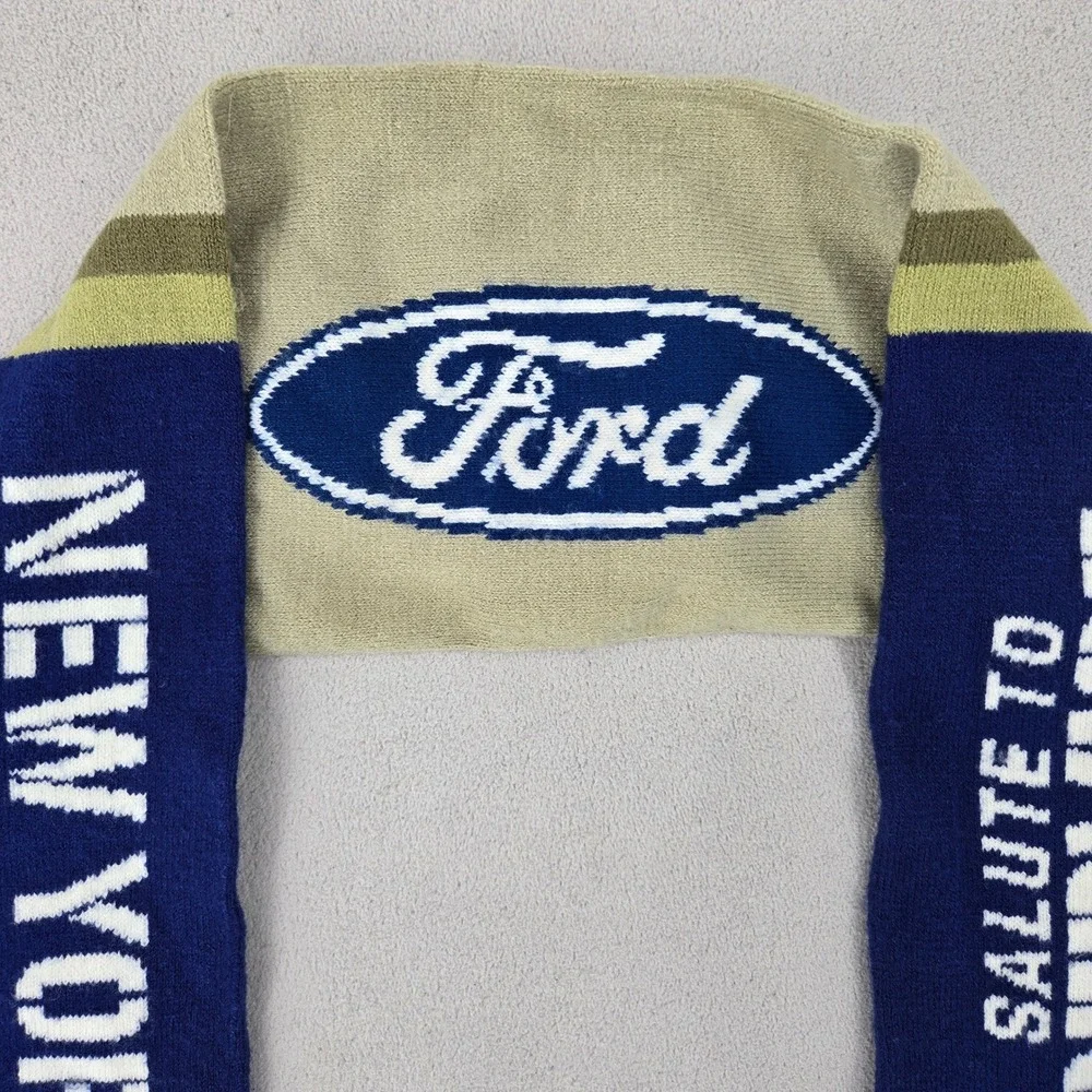 NFL New York Giants OS Scarf Salute to Service Ford Blue Camo Ribbon Knit Fringe